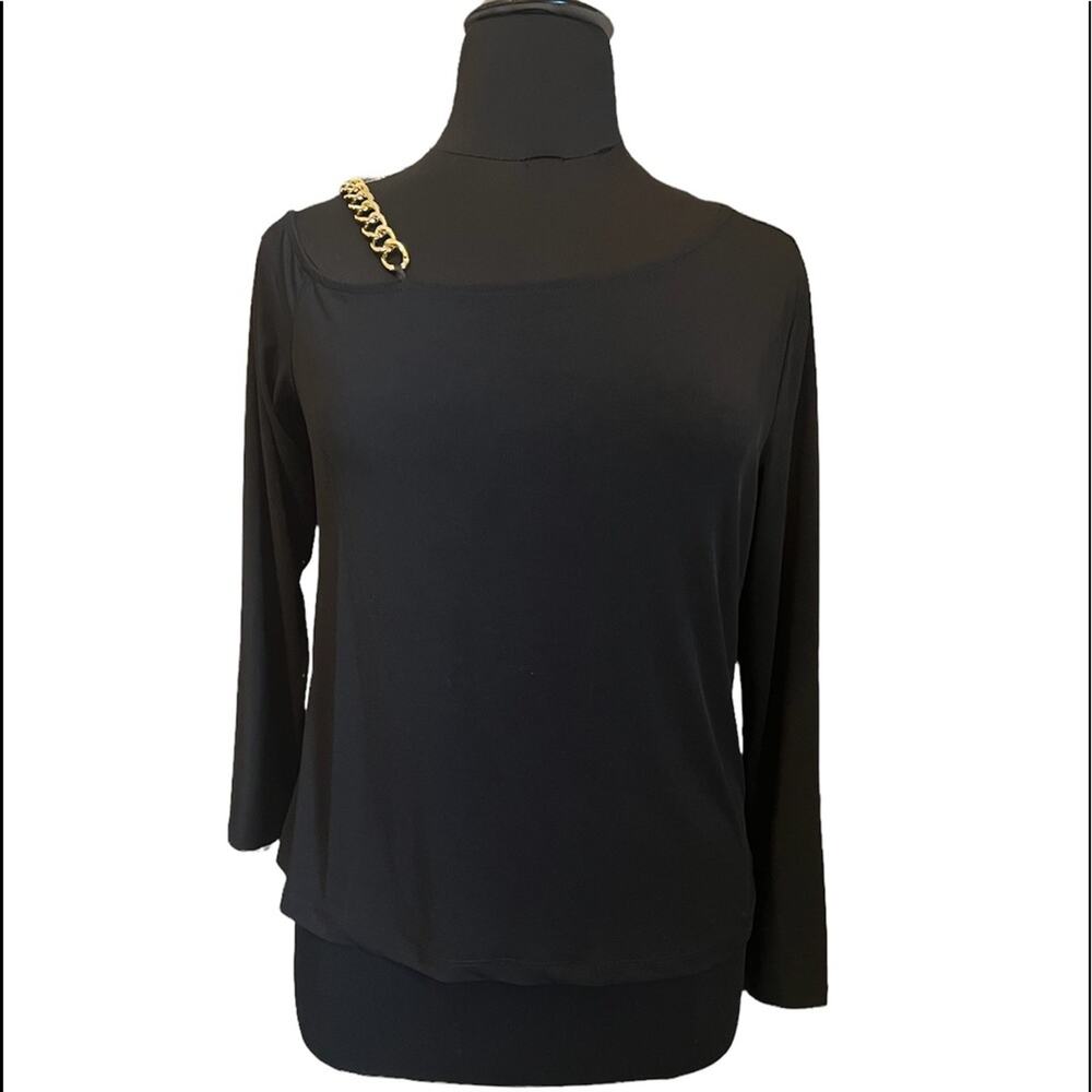 Eloquii Black Cold Shoulder Chain Top